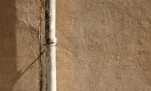 un vecchio tubo idrico in amianto rovinato